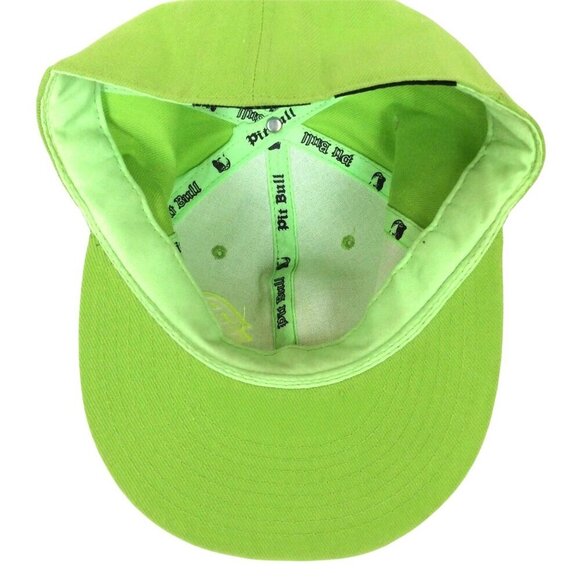 FF Logo Pit Bull Hat Neon Green Fitted Stretch Flat Bill Cap Size 7-1/8 - Picture 5 of 7